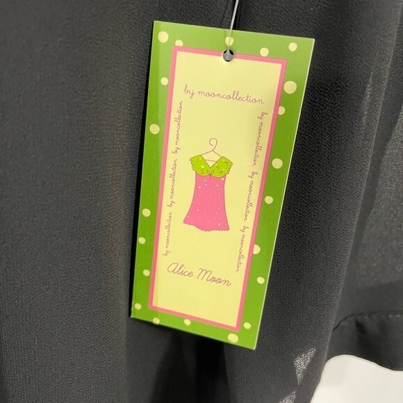 New Sheer Black Split Neck Breast Pocket Blouse - Picture 8 of 10